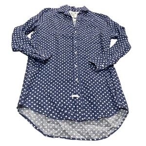 Rare Frank and Eileen Mary Linen Shirt Dress Blue Chambray White Stars Size XS